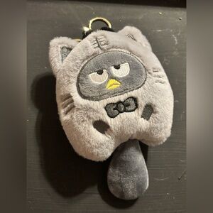 Plush Gray Tuxedo Sam Character Keychain with Yellow Beak Accent